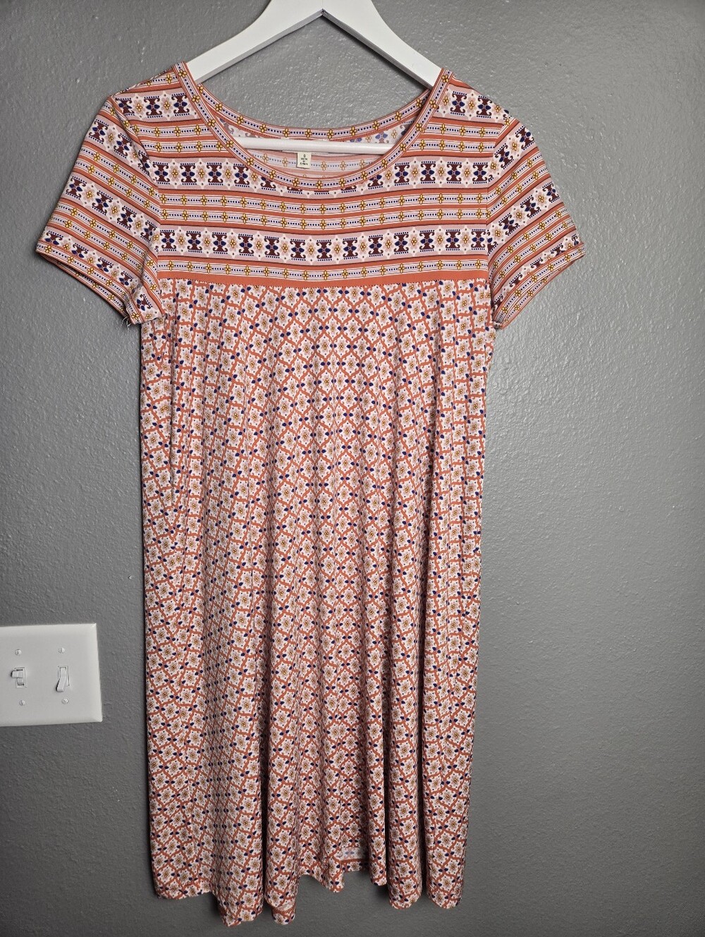 Max Studio Orange Boho Mixed Print Dress Size Small